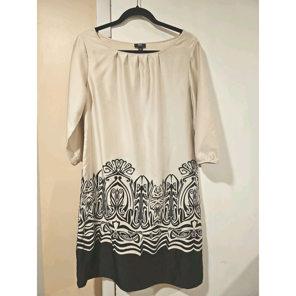 Mossimo Shift Dress Glossy Ivory Medium Flowy Light Comfy Art to Wear Tribal